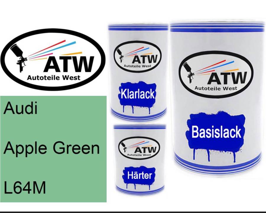 Audi, Apple Green, L64M: 500ml Lackdose + 500ml Klarlack + 250ml Härter - Set, von ATW Autoteile West.